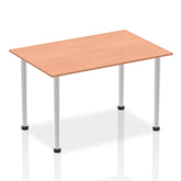 Impulse 1400mm Straight Table Beech Top Brushed Aluminium Post Leg I003636 DD